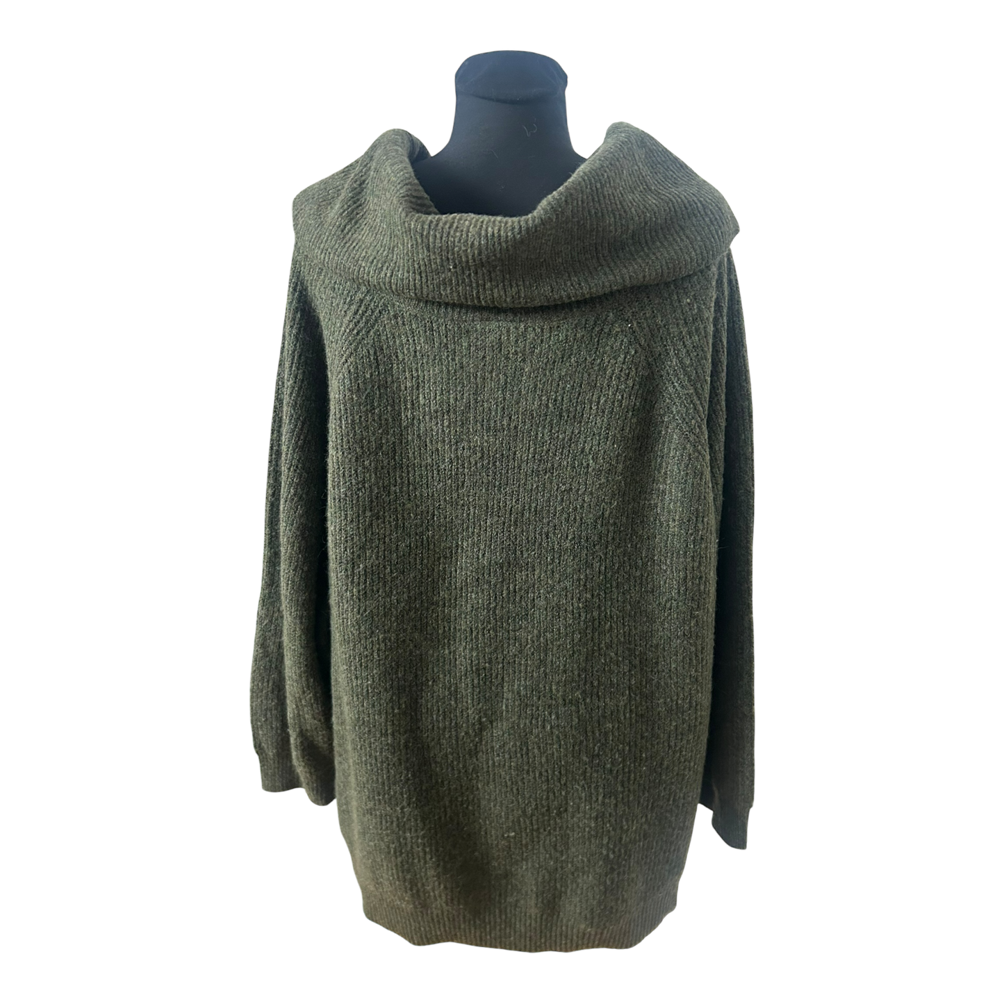 Gina Benotti Damen Pullover XL Oversize Kragen Khaki Strick Winter