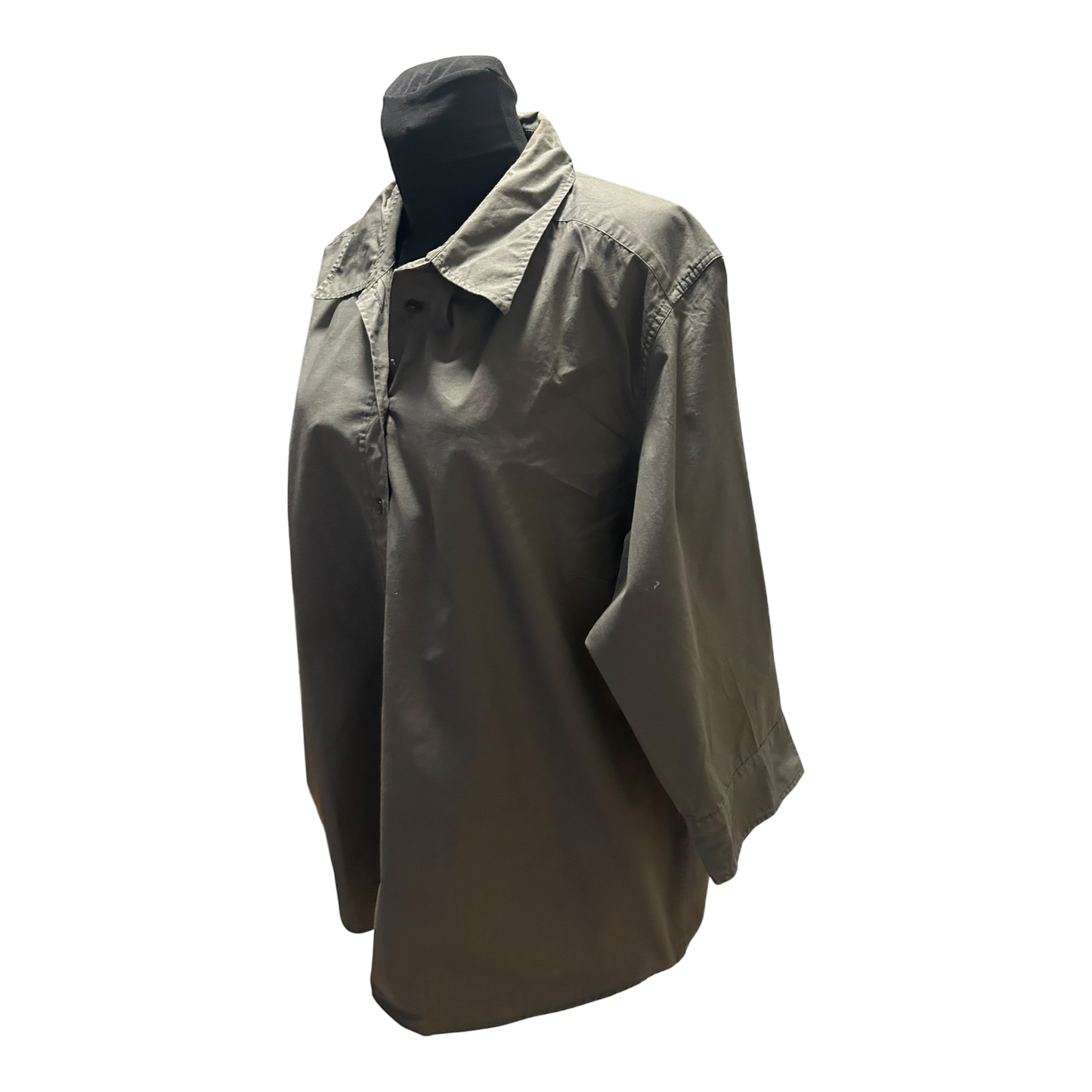 H&M Damen Bluse Khaki Gr 2XL Baumwolle 3/4 Arm Hemdbluse Casual Gross