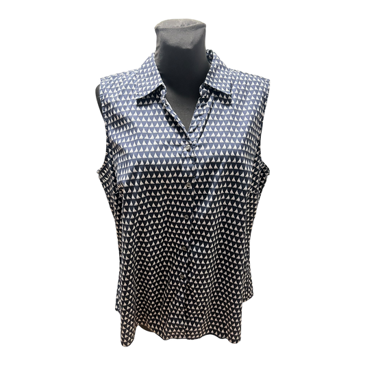 Charter Club Damen Bluse Dunkelblau Weiß Gr 46 Baumwolle Stretch Maritim