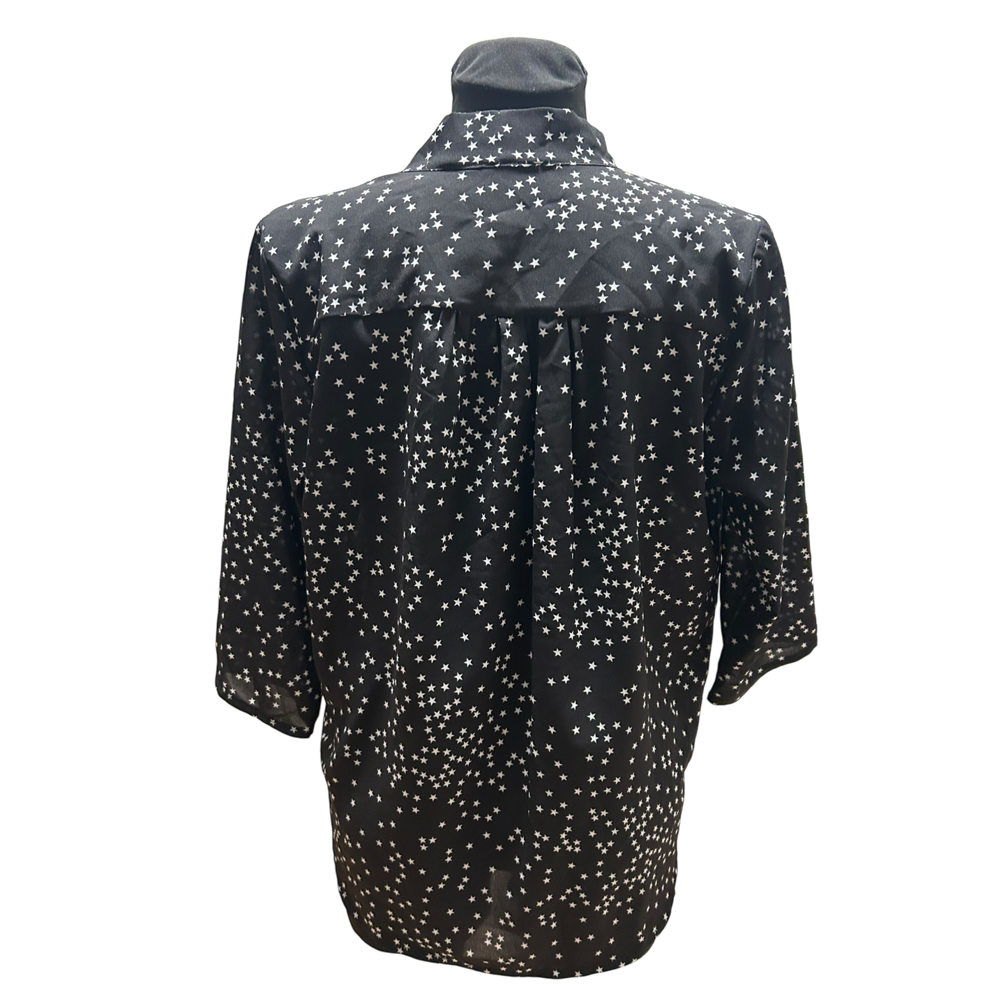 Eiki Italia Bluse Damen Gr M Schwarz Sterne Schleife Elegant Leicht