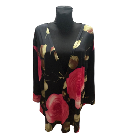 SNEKI 2 Millenium Paris Bluse Damen Gr 50 Schwarz Pink Viskose Elasthan