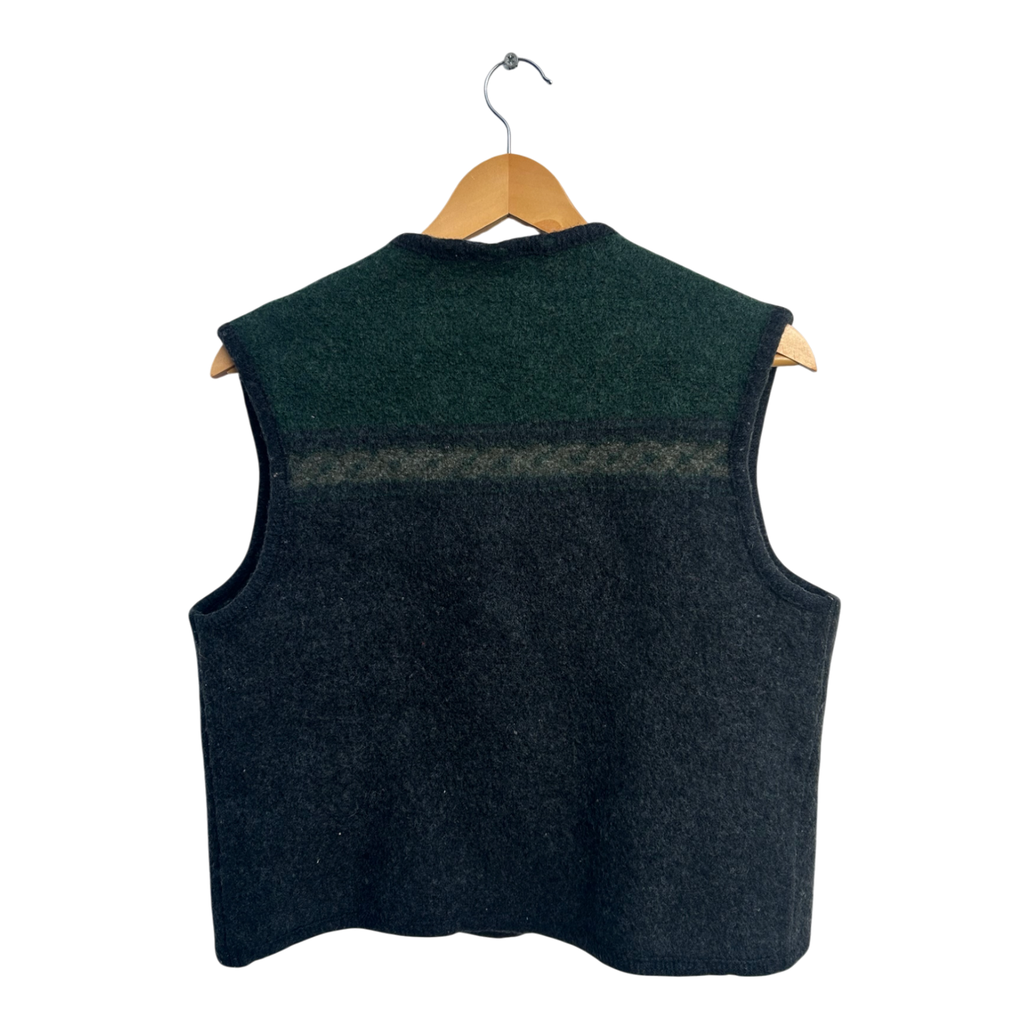 Trachtenweste Herren Gr 52 Dunkelgrün Grau Reine Schurwolle Kurz Traditionell
