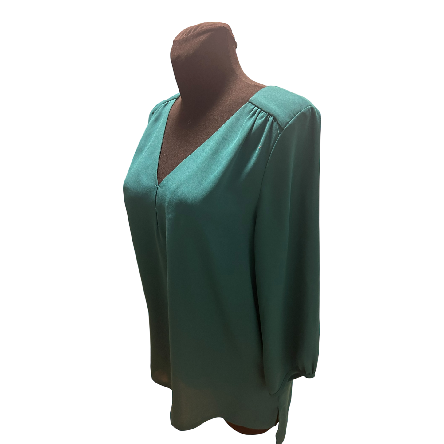 H&M Bluse Damen Gr 38 Grün V Ausschnitt Dreiviertelarm Elegant