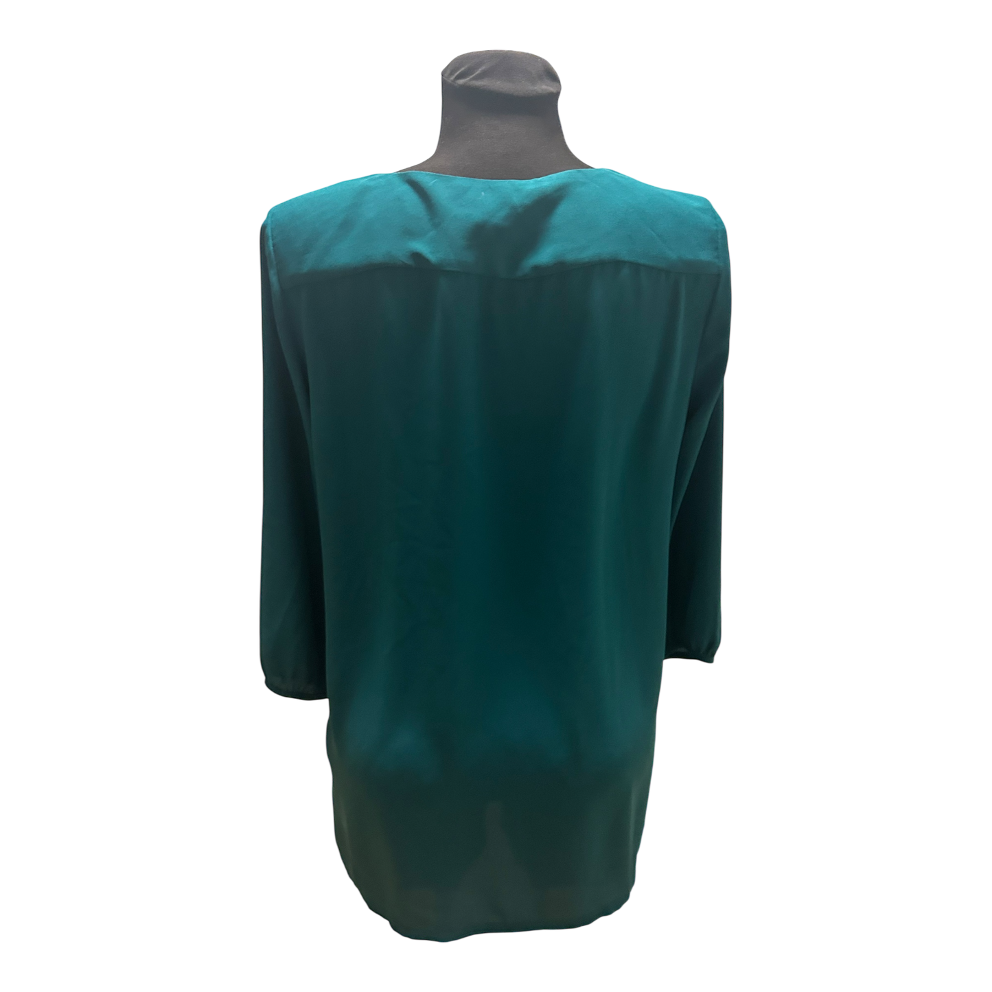 H&M Bluse Damen Gr 38 Grün V Ausschnitt Dreiviertelarm Elegant