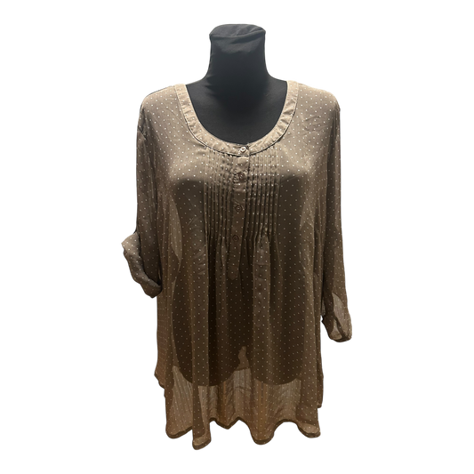 Bexleys Bluse Damen Gr 50 Taupe Punkte Transparent Dreiviertelarm Elegant