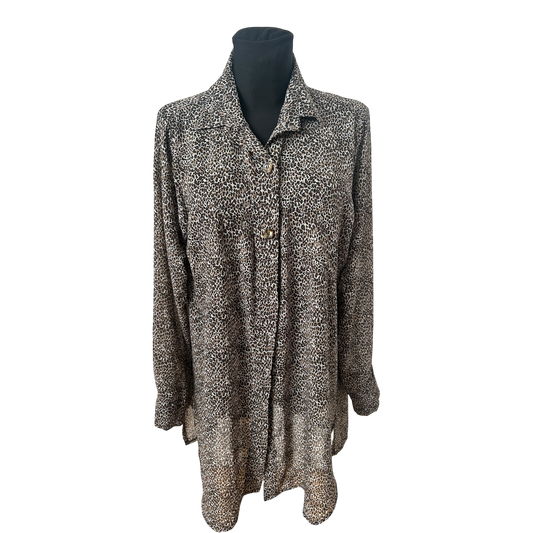 Cobra Bluse Damen Gr 48 Leo Muster Lang Viskose Made Germany Elegant