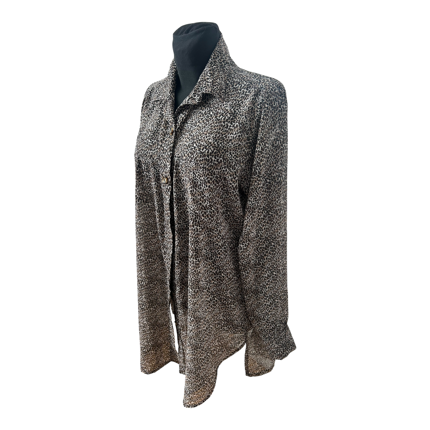 Cobra Bluse Damen Gr 48 Leo Muster Lang Viskose Made Germany Elegant