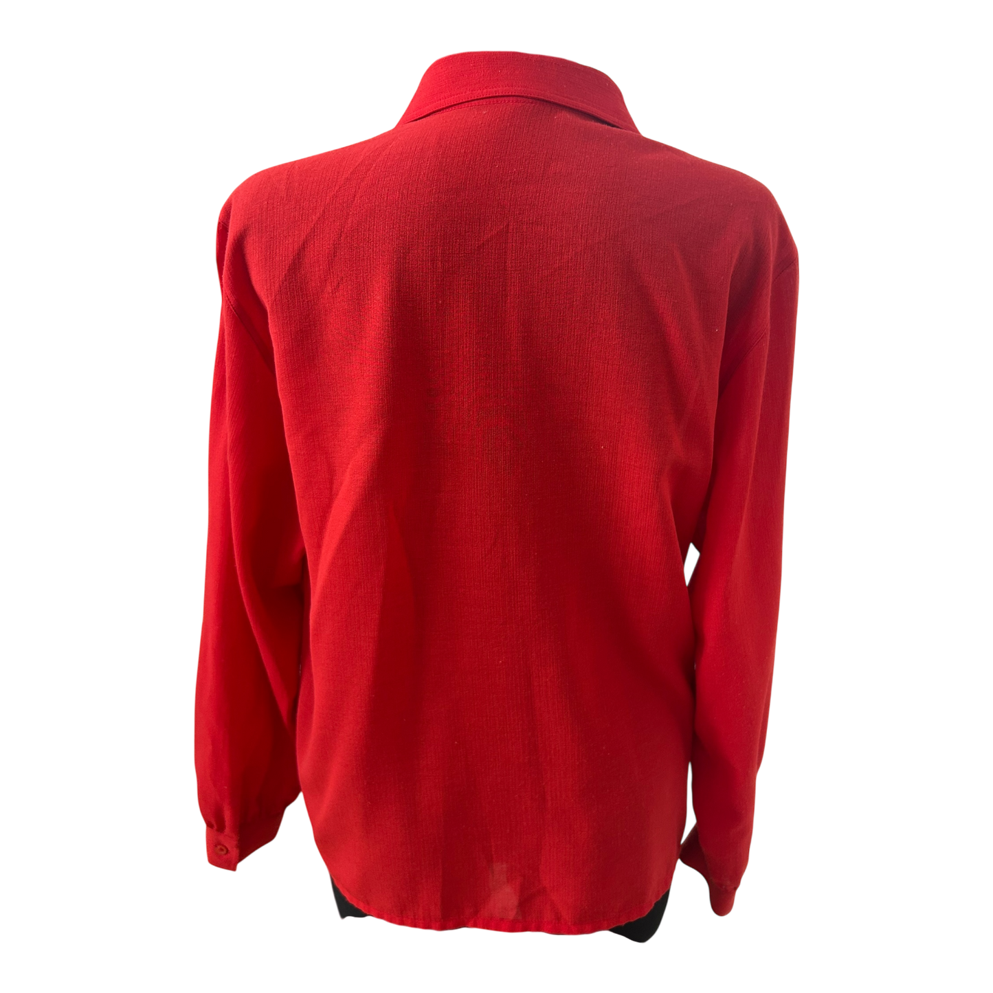 TRU Bluse Damen Gr 42 Rot Vintage Weit Puffärmel Leicht Transparent Elegant