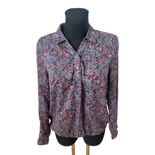 Bonita Bluse Damen Gr 40 Violett Gepunktet Modal Langarm Krempelarm