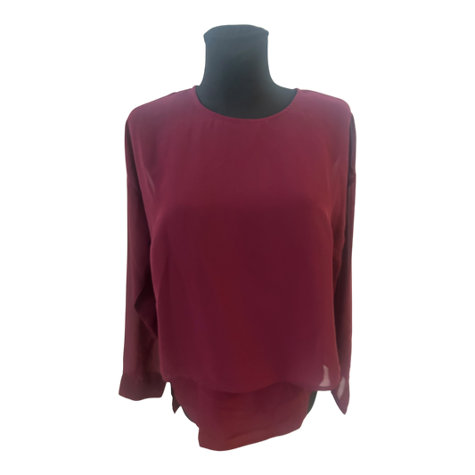 Best Connections Bluse Damen Gr 40 Bordeaux Transparent Elegant Kurzarm
