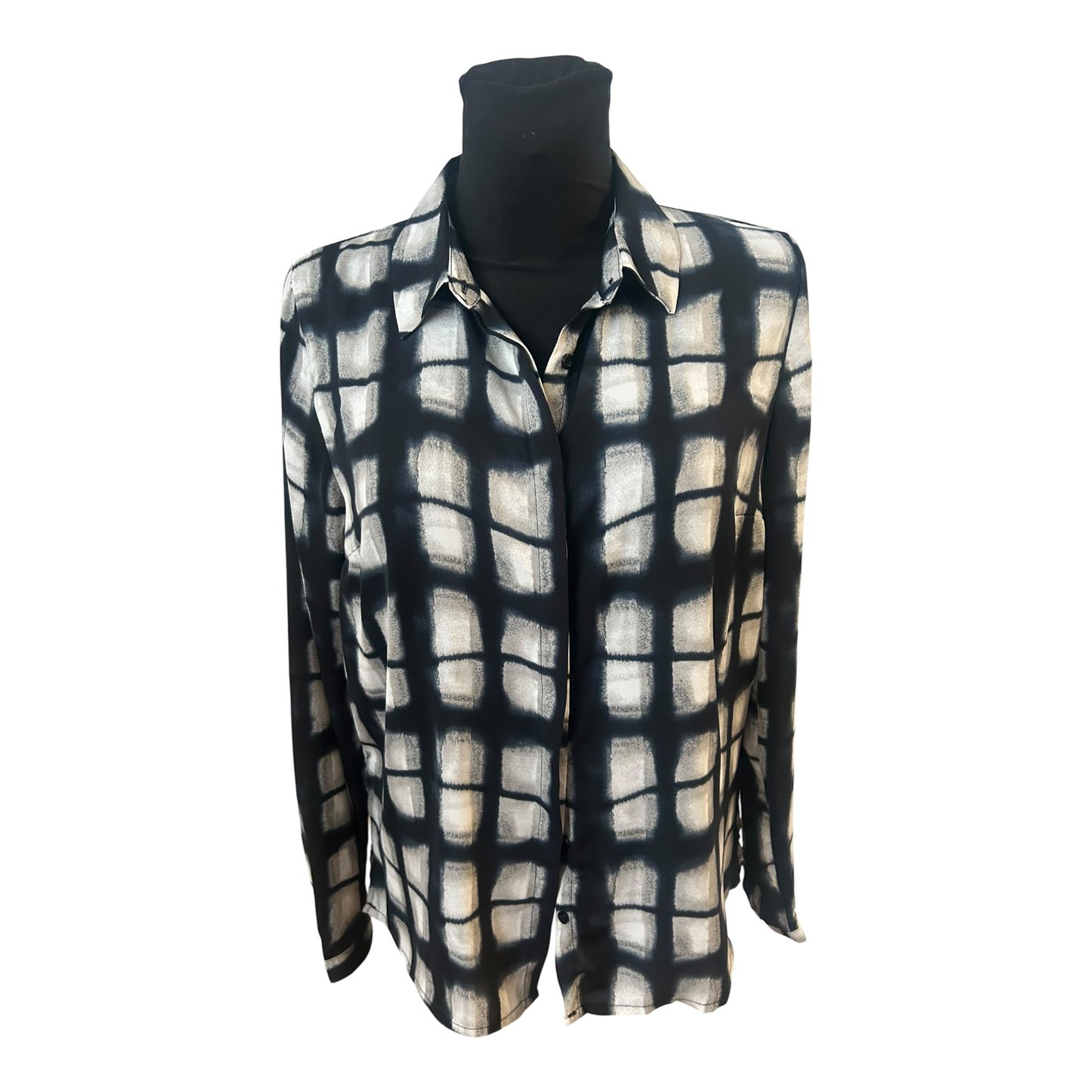 Broadway New York Bluse Damen Gr M Dunkelblau Weiss Muster Langarm