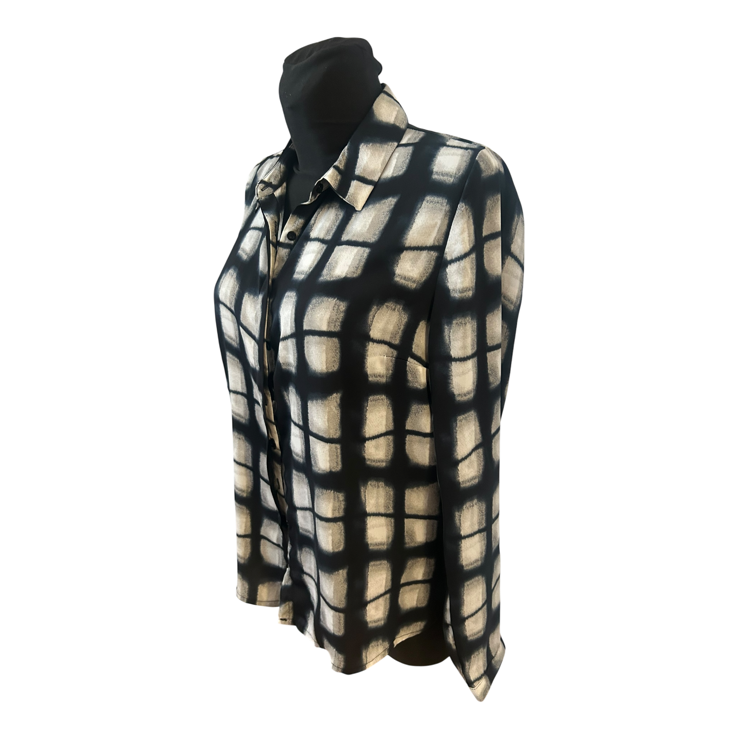 Broadway New York Bluse Damen Gr M Dunkelblau Weiss Muster Langarm