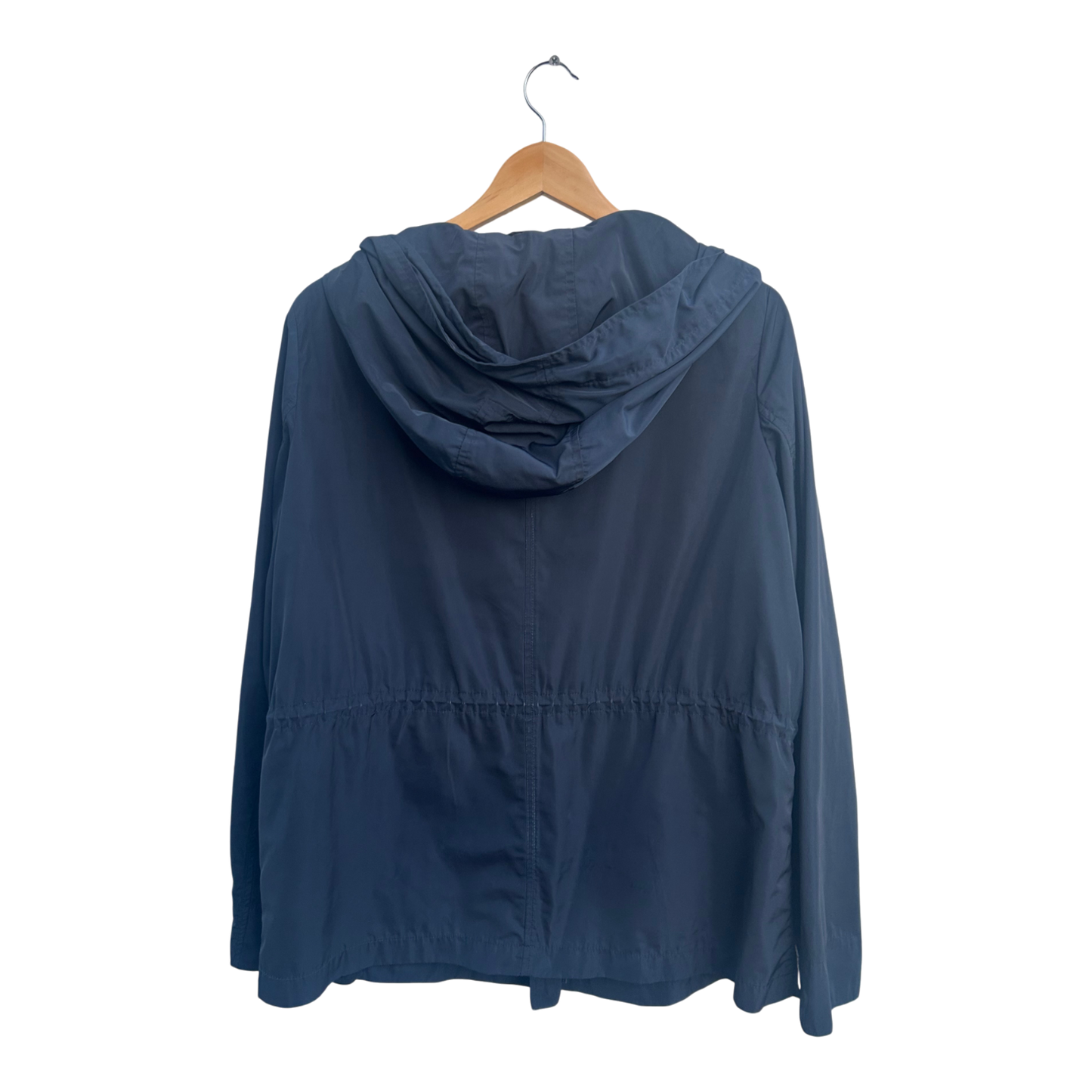 Geox Damen Jacke Gr 42 Dunkelblau atmungsaktiv Kapuze Freizeit leicht elegant