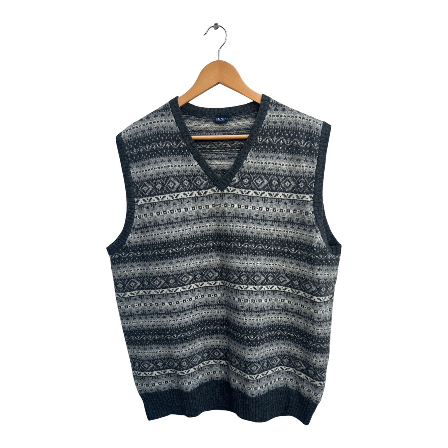 Mc Neal Pullunder Herren XL Grau 100 %  Lammwolle Norweger Strick