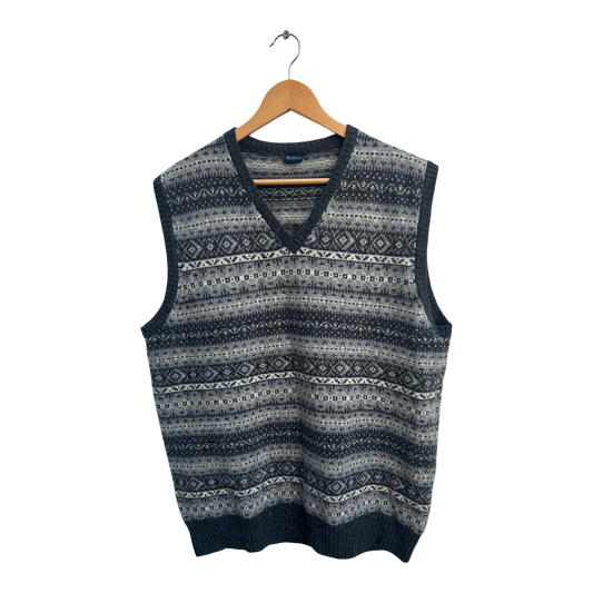 Mc Neal Pullunder Herren XL Grau 100 %  Lammwolle Norweger Strick