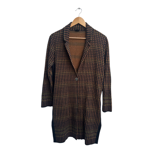 S Oliver Black Label Jacke Damen Gr 40 Braun Muster Baumwolle elegant hochwertig