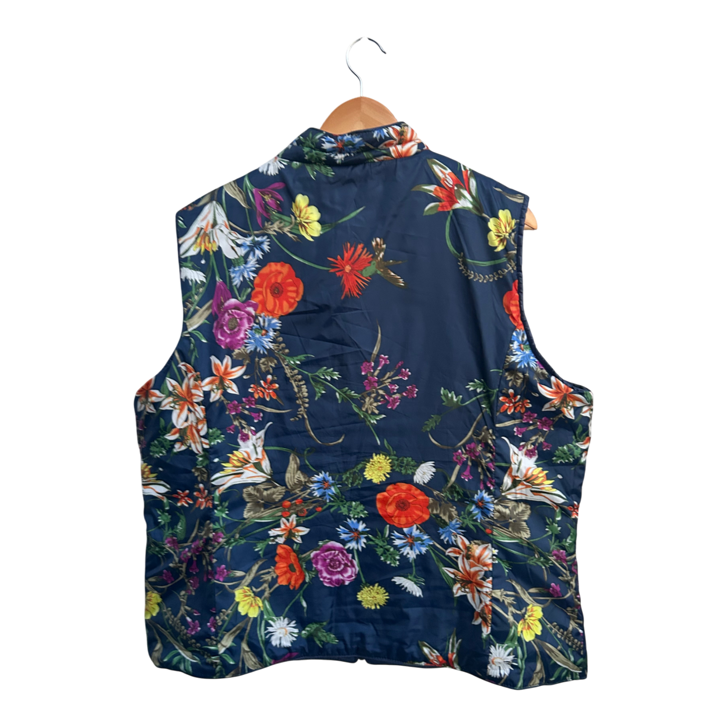 Wendeweste Damen Gr XXL 3XL Blau Uni Blumenmuster Reversible Top Qualität