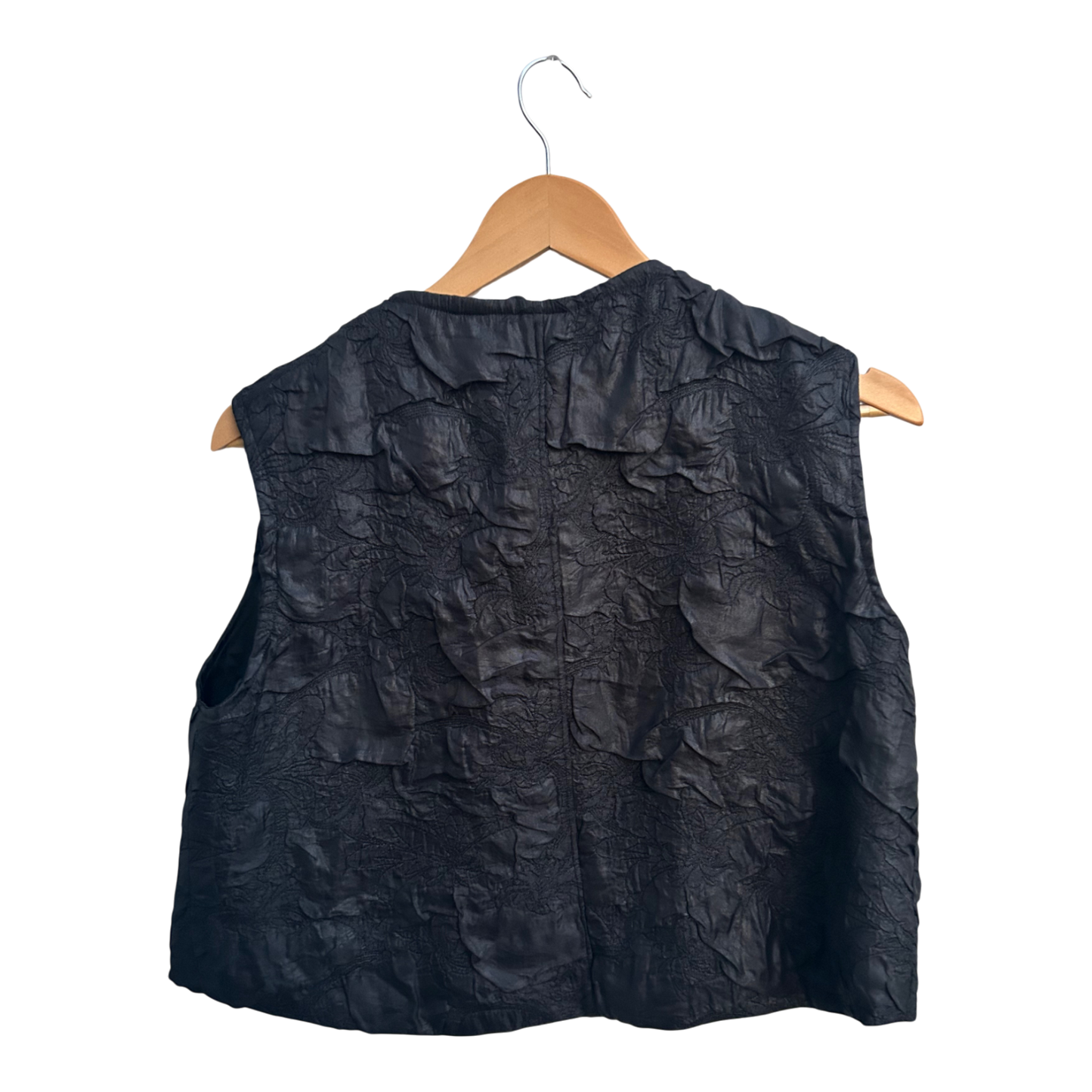 Damen Weste Gr 42 Schwarz Elegant Kurz Poly Mix Vintage Extravagant 1 Knopf