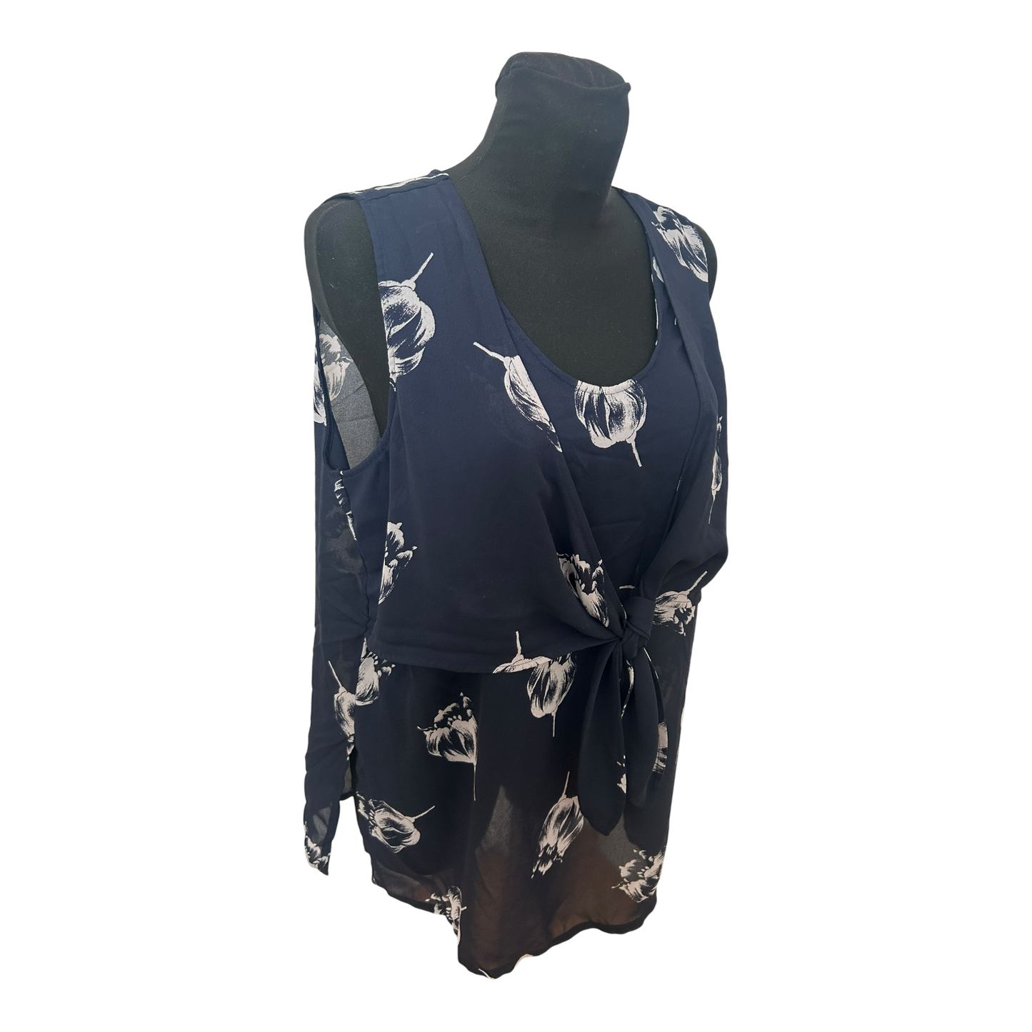 Apart Damen Bluse Gr 46 Blau Transparent Blumenprint Bindung Elegant Chic