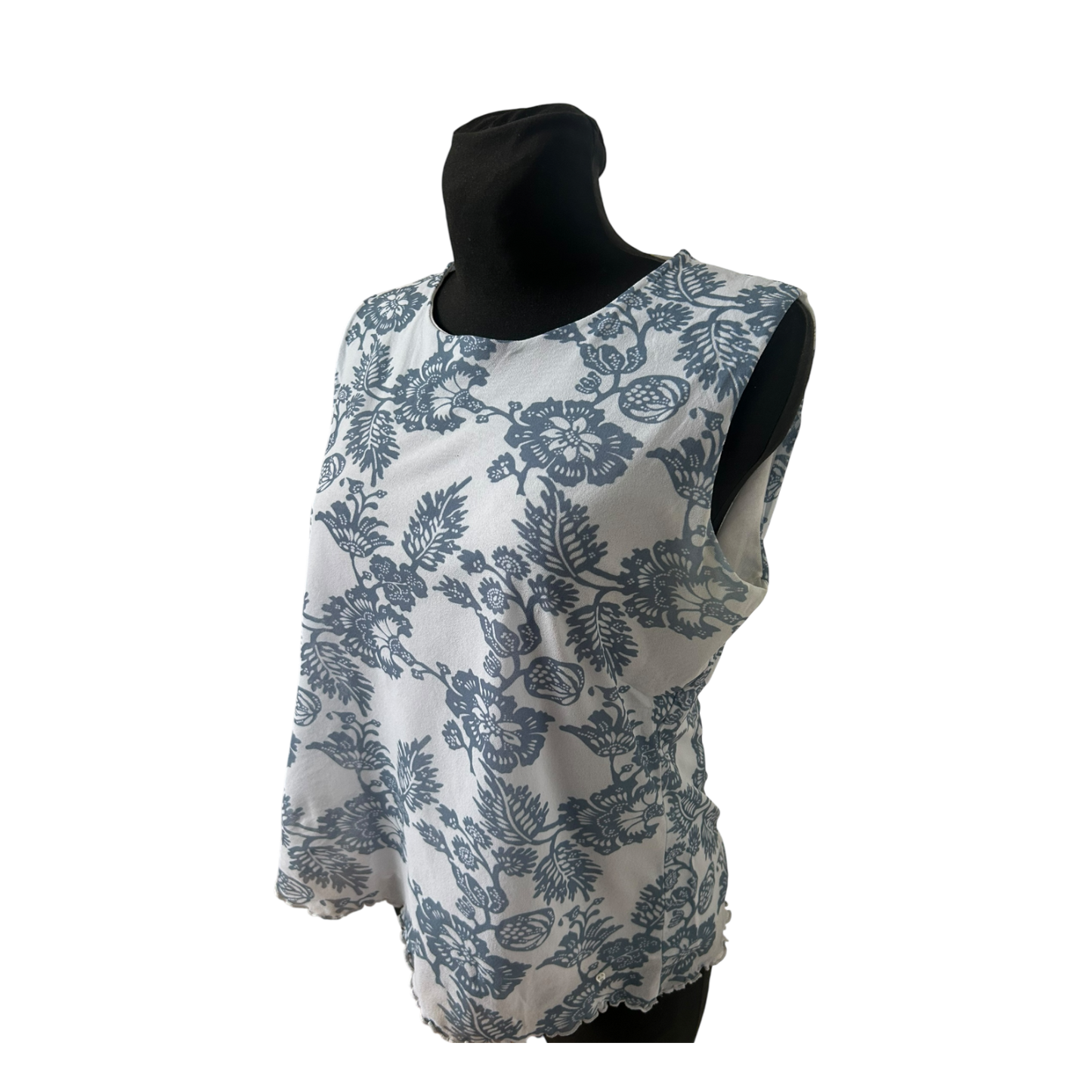 Aigner Bluse Damen Gr 44 Hellblau Blumen Made in Italy Elegant Luxus Chic