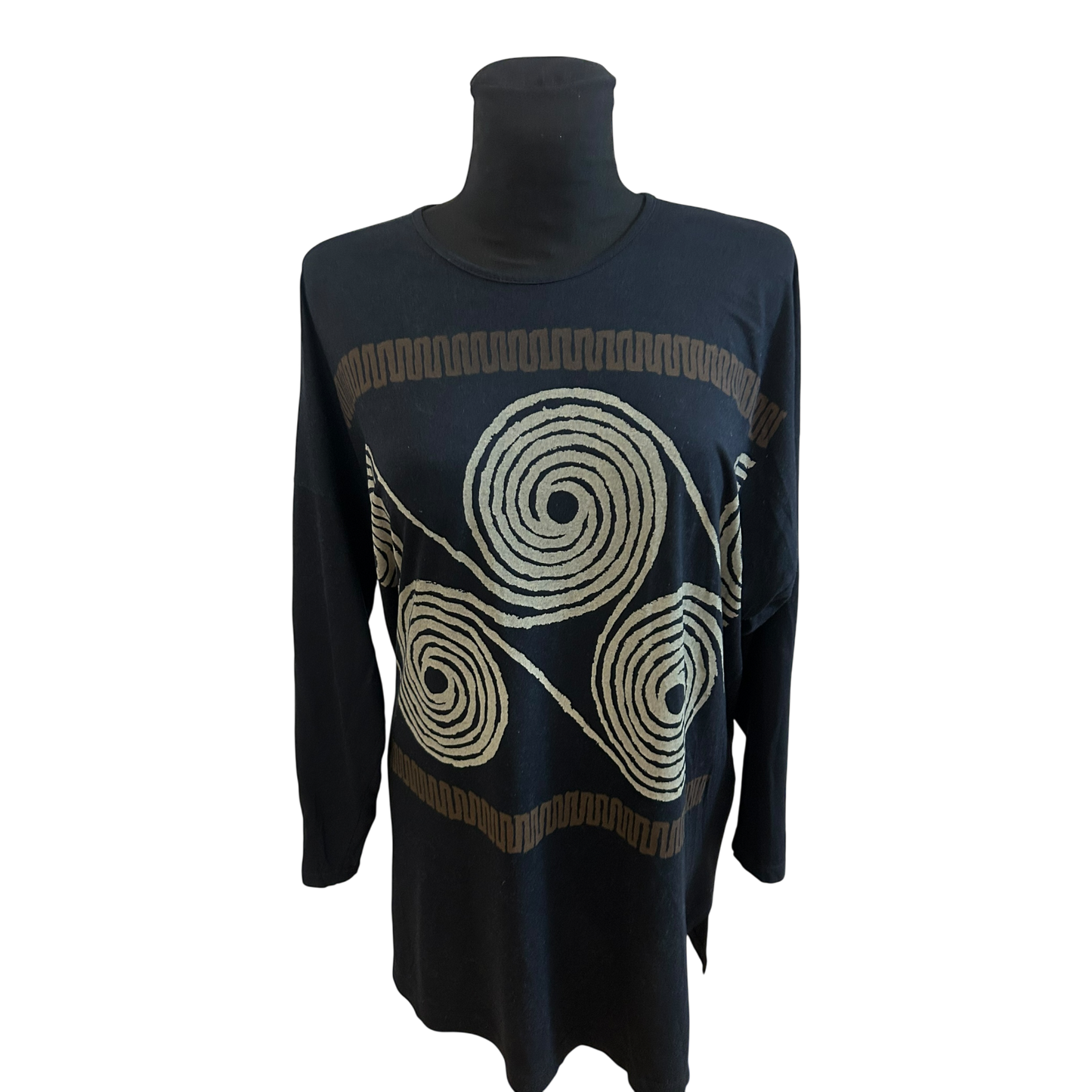 Beldona Shirt Damen Gr M Oversize Schwarz 3/4 Arm Baumwolle Modal