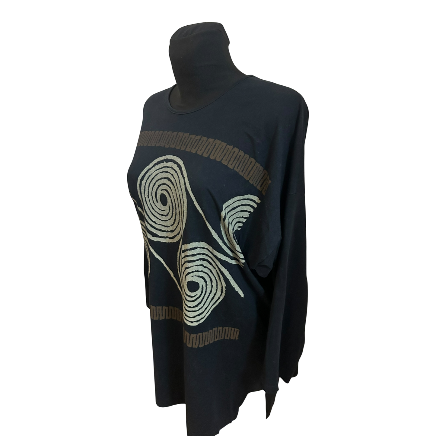 Beldona Shirt Damen Gr M Oversize Schwarz 3/4 Arm Baumwolle Modal