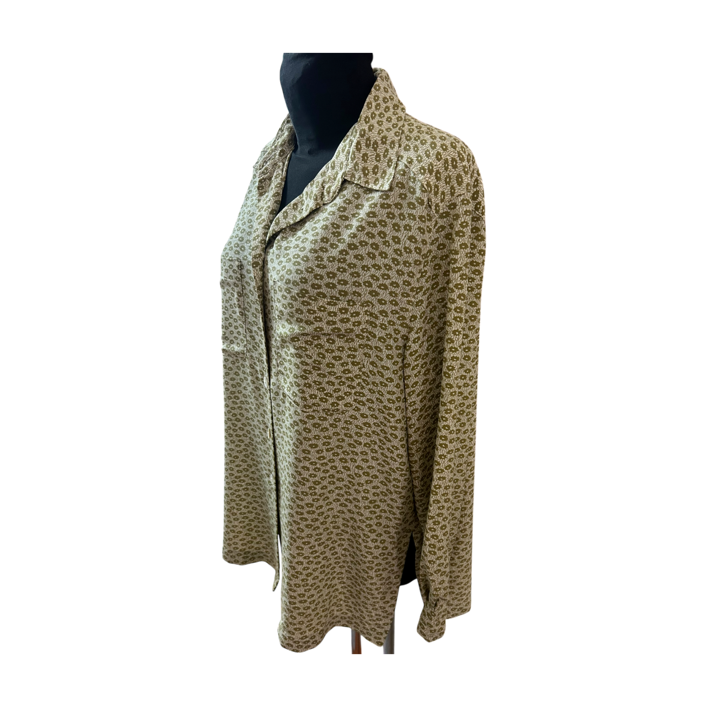 Jobis Bluse Damen Gr 42 Creme Grün Blumen Weit Geschnitten Elegant Chic