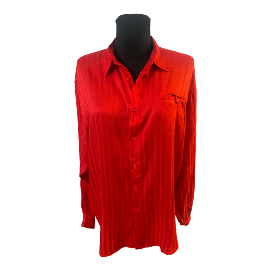 Yuko Kinoshita Bluse Damen XL Rot Oversize Lang 100% Rayon Elegant Chic