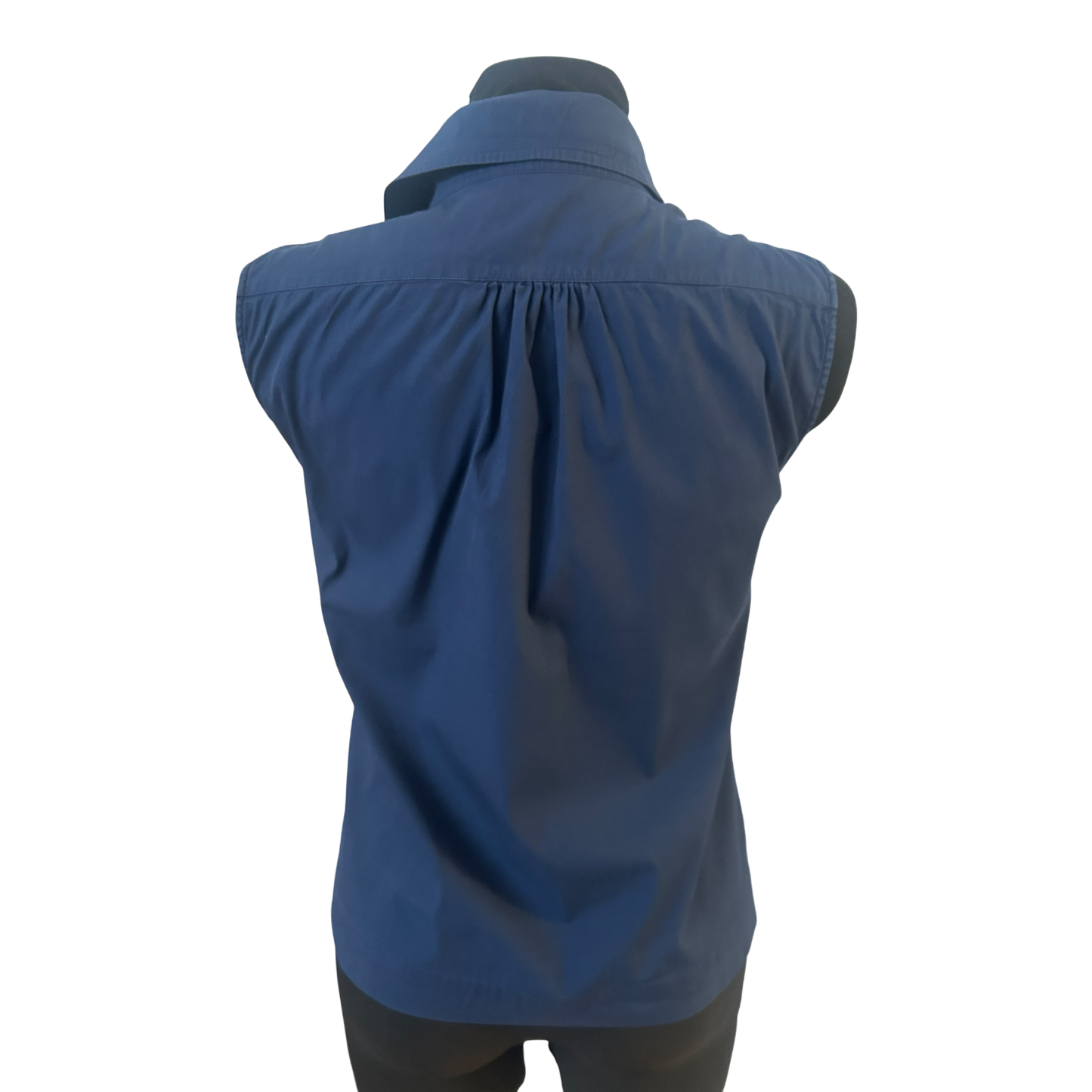 Strenesse Bluse Damen Gr 36 Blau Ärmellos Baumwollmix Business Basic