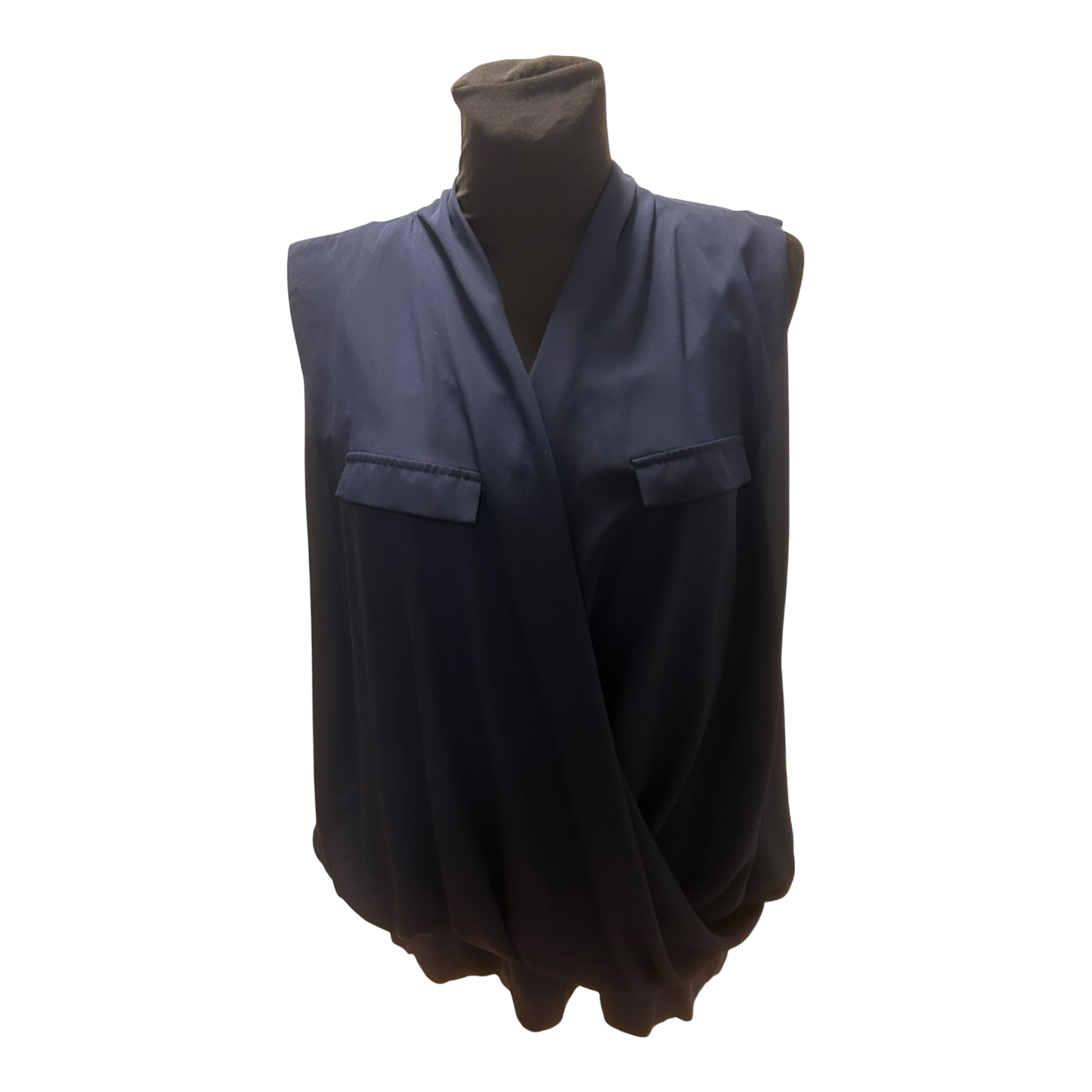 MS Mode Bluse Damen Gr 50 Blau Viskose Elegant Zweilagig Stretch