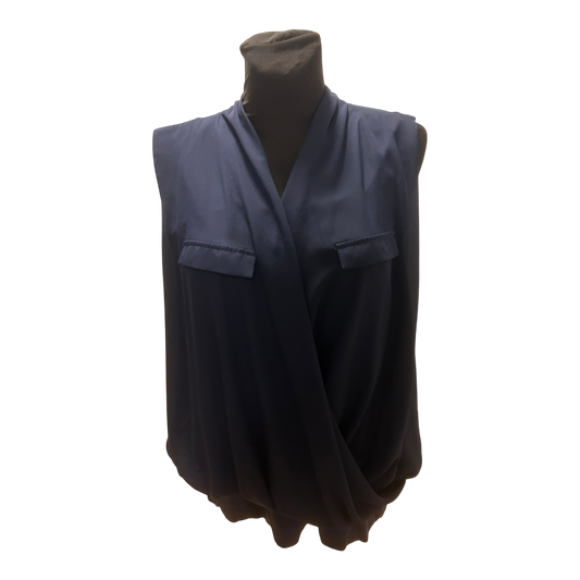 MS Mode Bluse Damen Gr 50 Blau Viskose Elegant Zweilagig Stretch