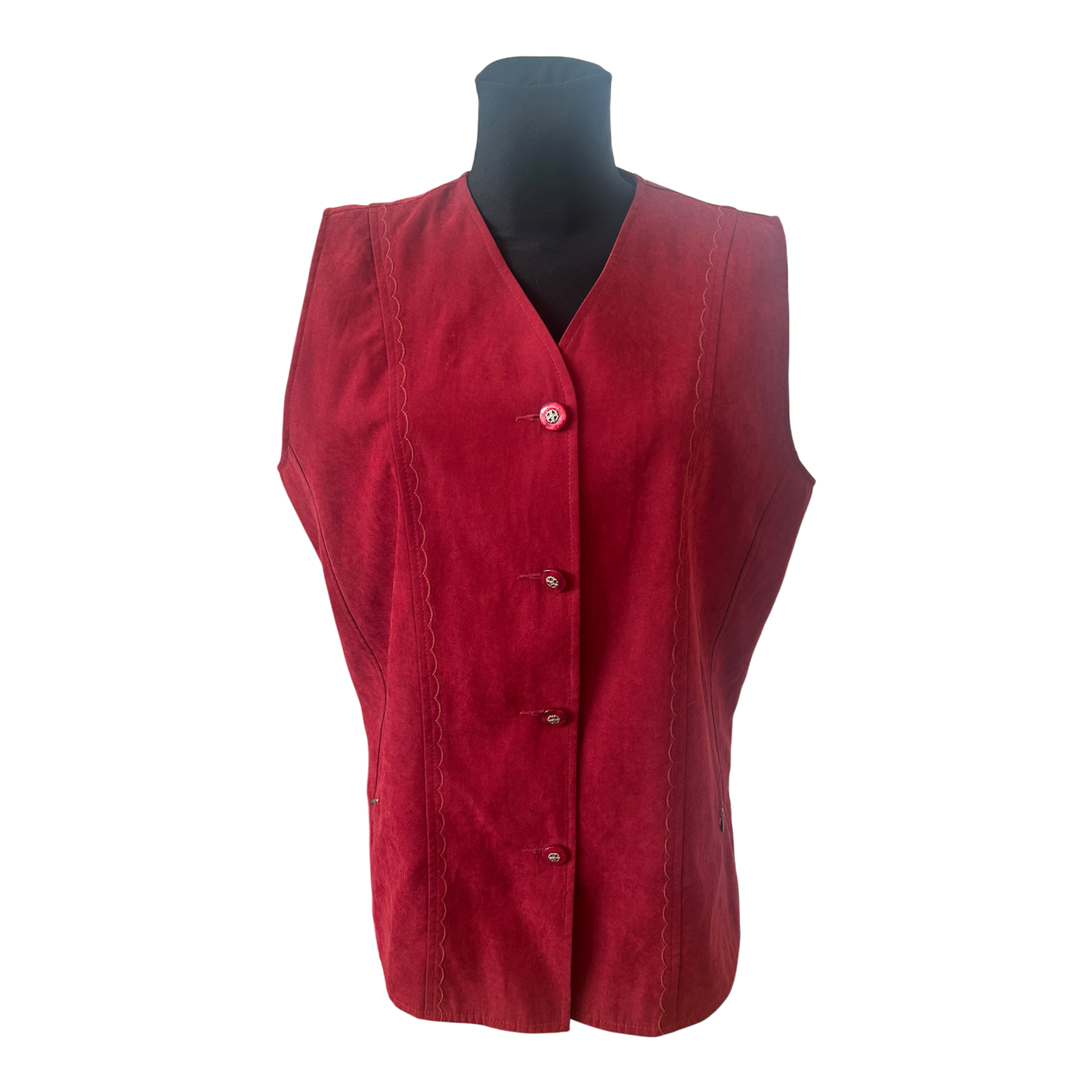 Long Beach Weste Damen Gr L Rot Leicht V-Ausschnitt Elegant Klassisch Chic