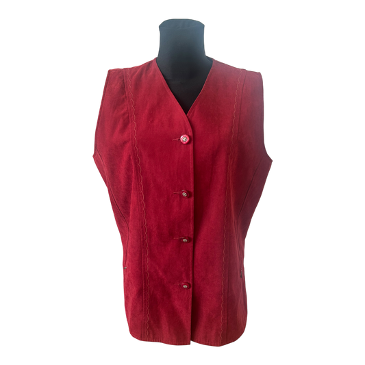 Long Beach Weste Damen Gr L Rot Leicht V-Ausschnitt Elegant Klassisch Chic