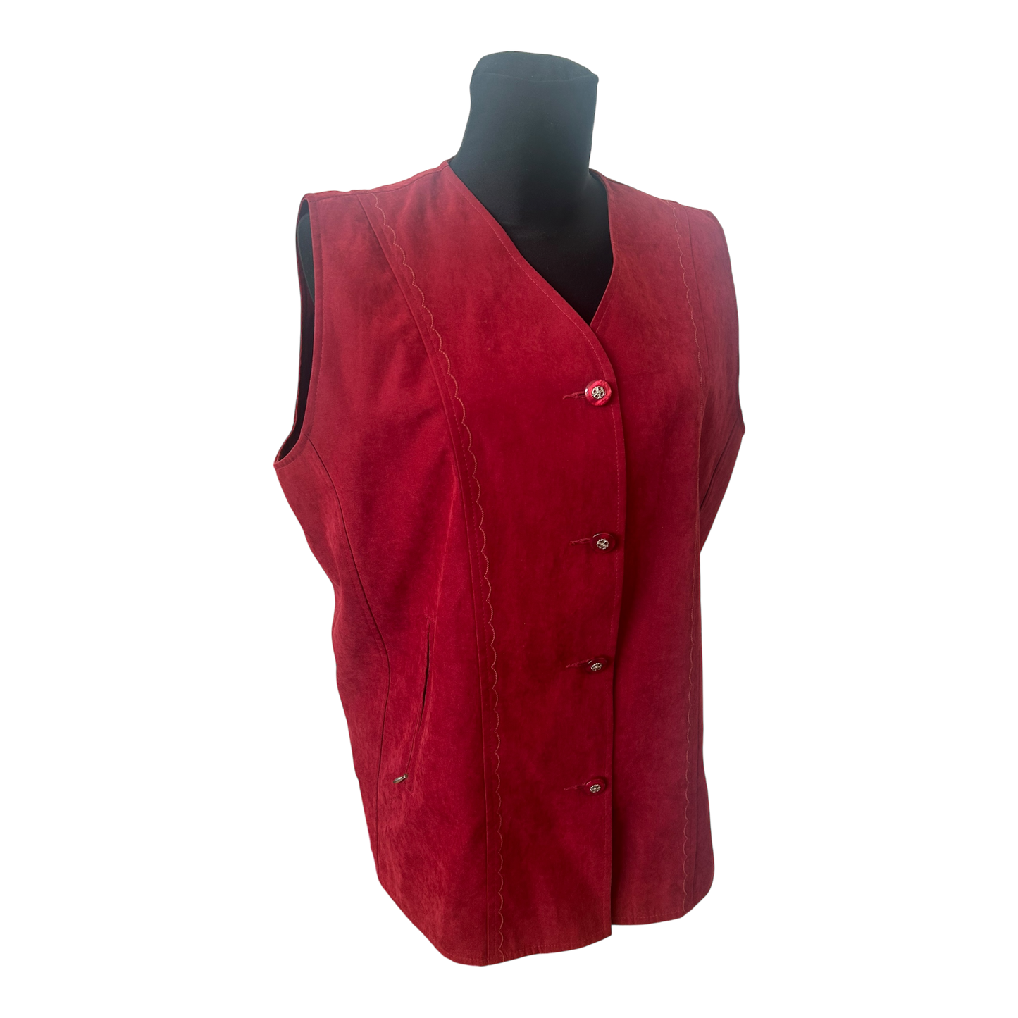 Long Beach Weste Damen Gr L Rot Leicht V-Ausschnitt Elegant Klassisch Chic