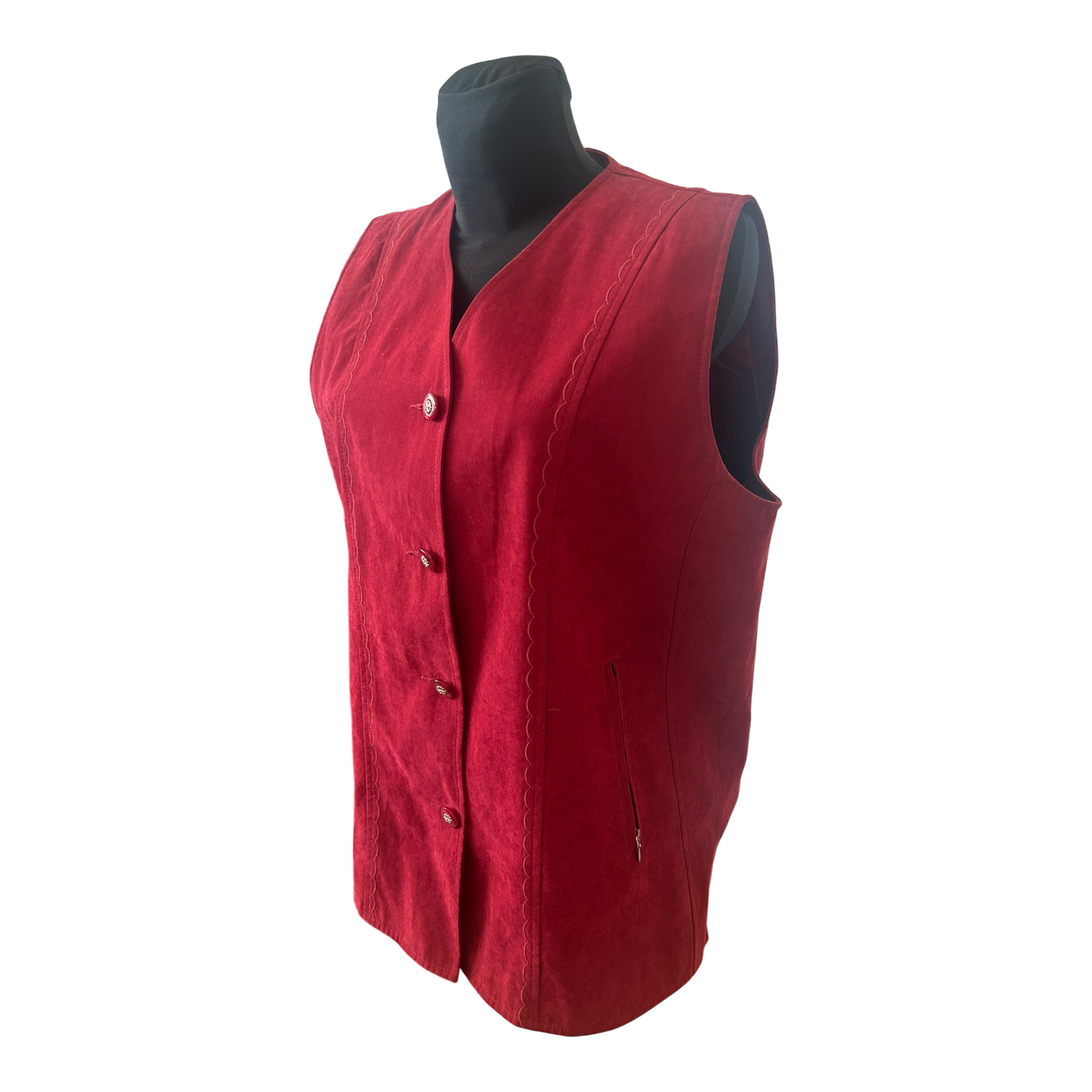 Long Beach Weste Damen Gr L Rot Leicht V-Ausschnitt Elegant Klassisch Chic