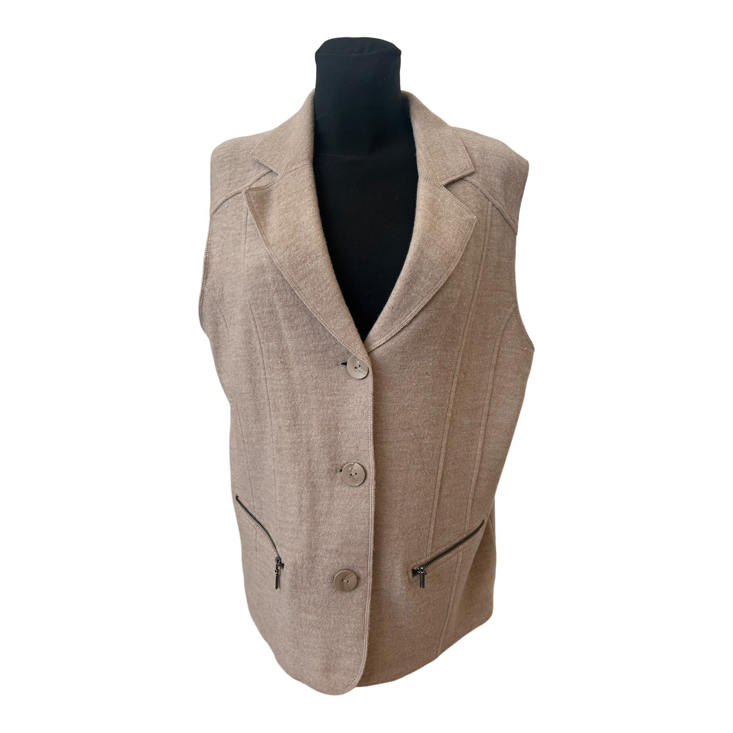 Gerry Weber Weste Damen Gr 48 Beige Wolloptik Elegant Klassisch Warm