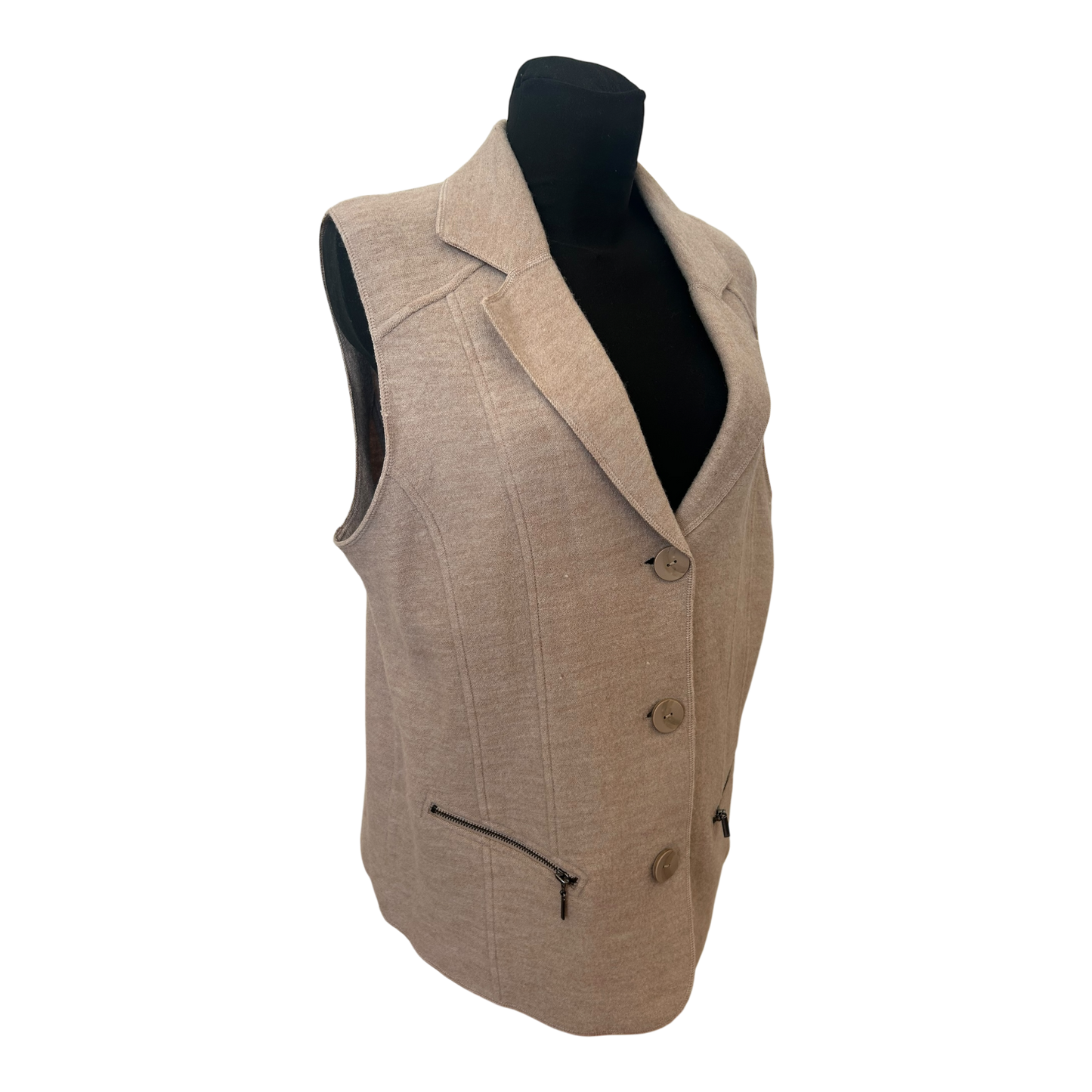 Gerry Weber Weste Damen Gr 48 Beige Wolloptik Elegant Klassisch Warm