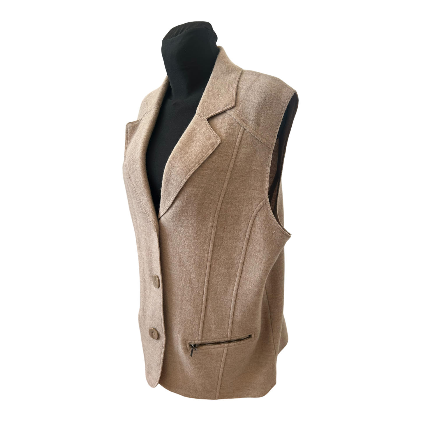 Gerry Weber Weste Damen Gr 48 Beige Wolloptik Elegant Klassisch Warm