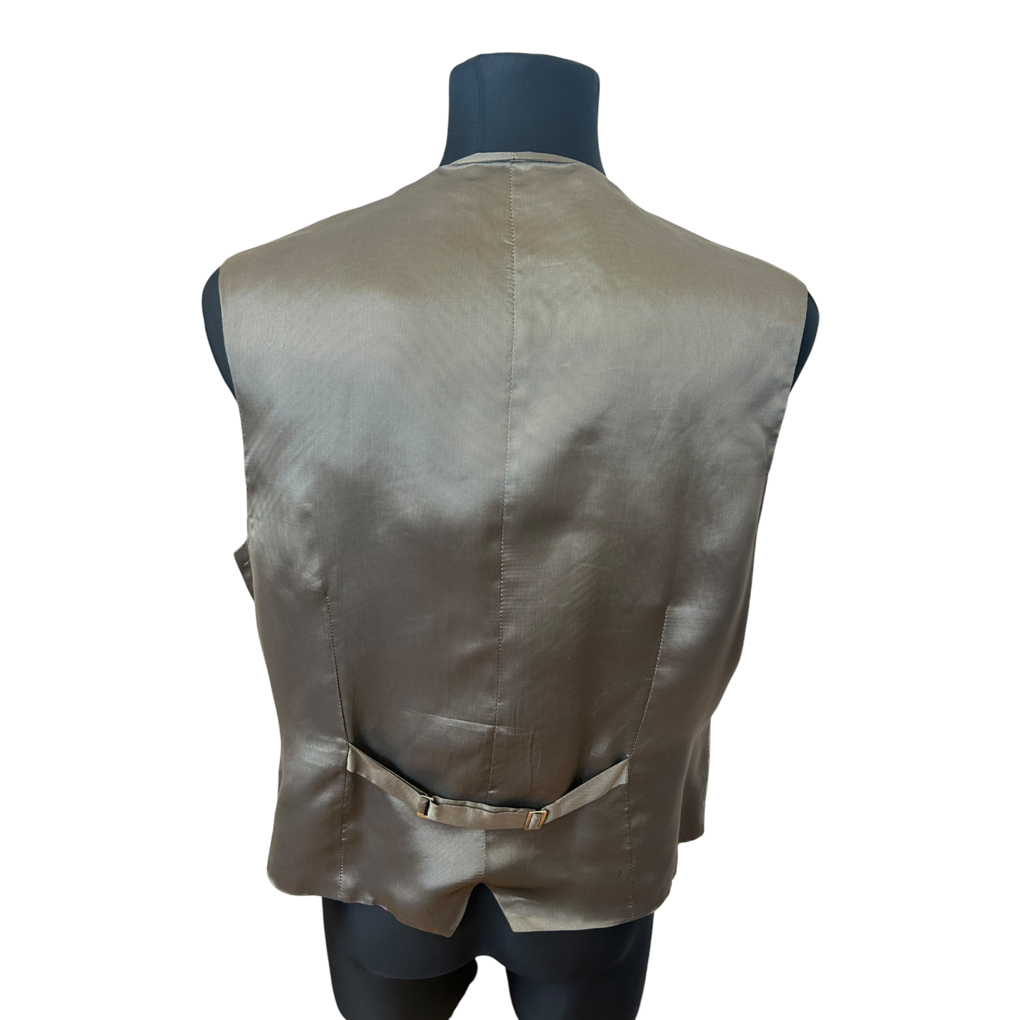 Roy Robson Weste Herren Gr 50 Taupe Nadelstreifen Schurwolle Leinen