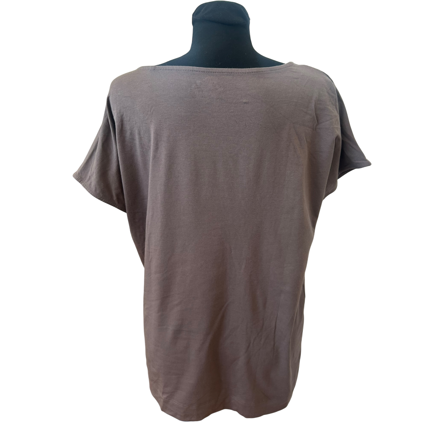 Adagio Damen Shirt Gr 46 Braun Modal Baumwolle Stretch Punkte Applikation