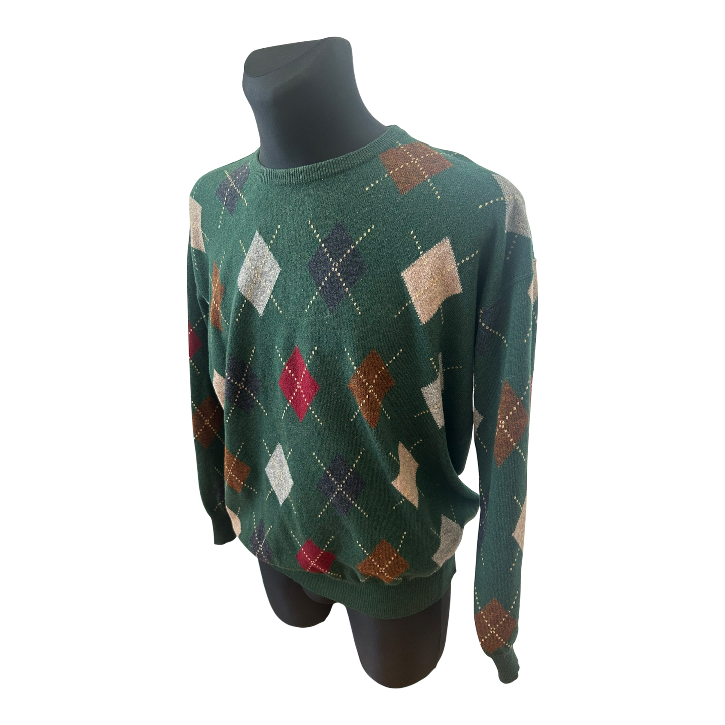 Herren Pullover Gr 54 Dunkelgruen Argyle Super Geelong 100% Schurwolle