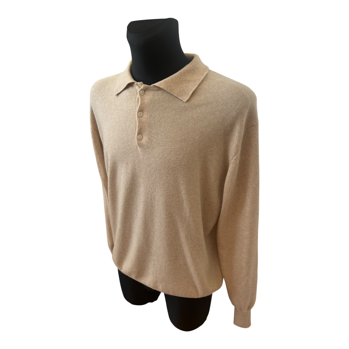 Herren Kaschmir Pullover Beige Polokragen 100 Kaschmir XL 54 Edel Klassisch