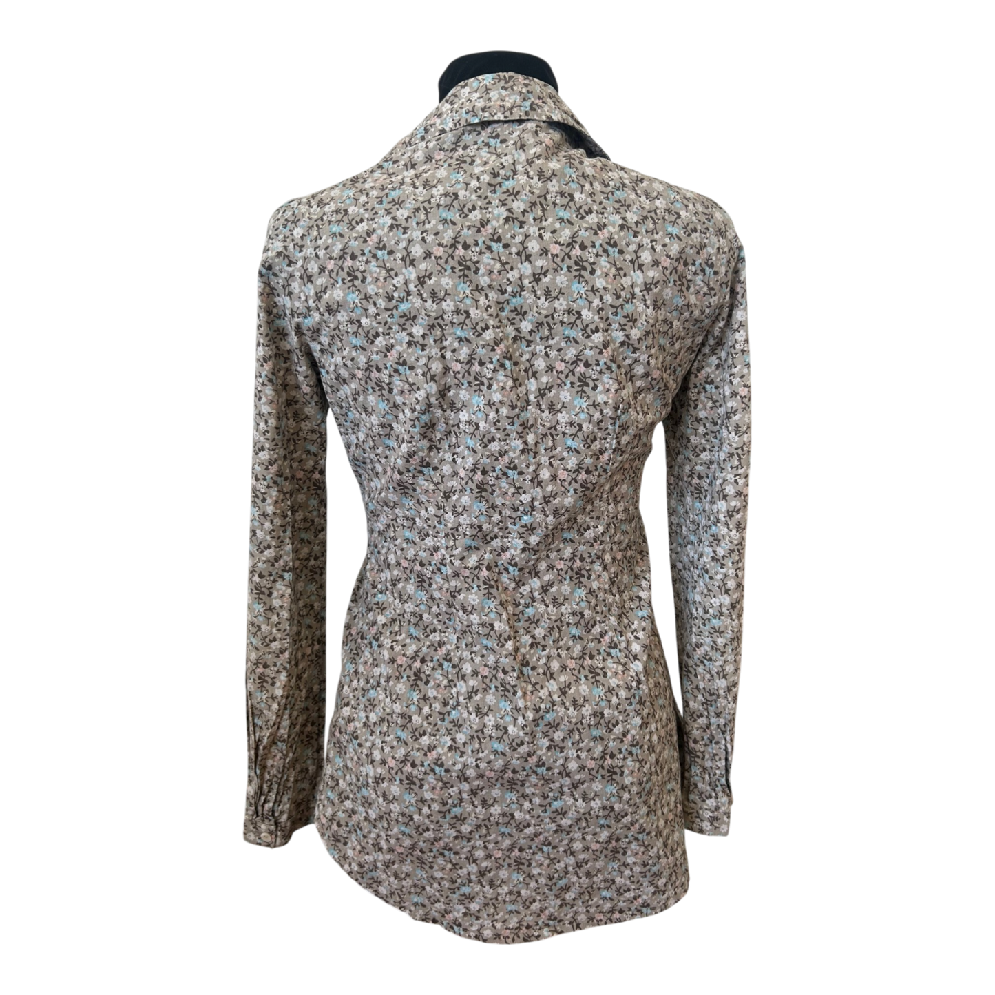 Orsay Bluse Damen Gr 36 Braun Floral Taillenband Baumwolle Langarm