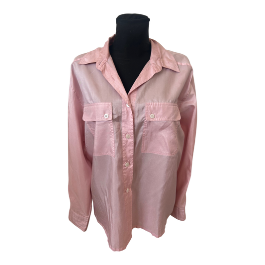 Verse Bluse Damen Gr 42 Rosa Seidenoptik Elegant Vintage Langarm