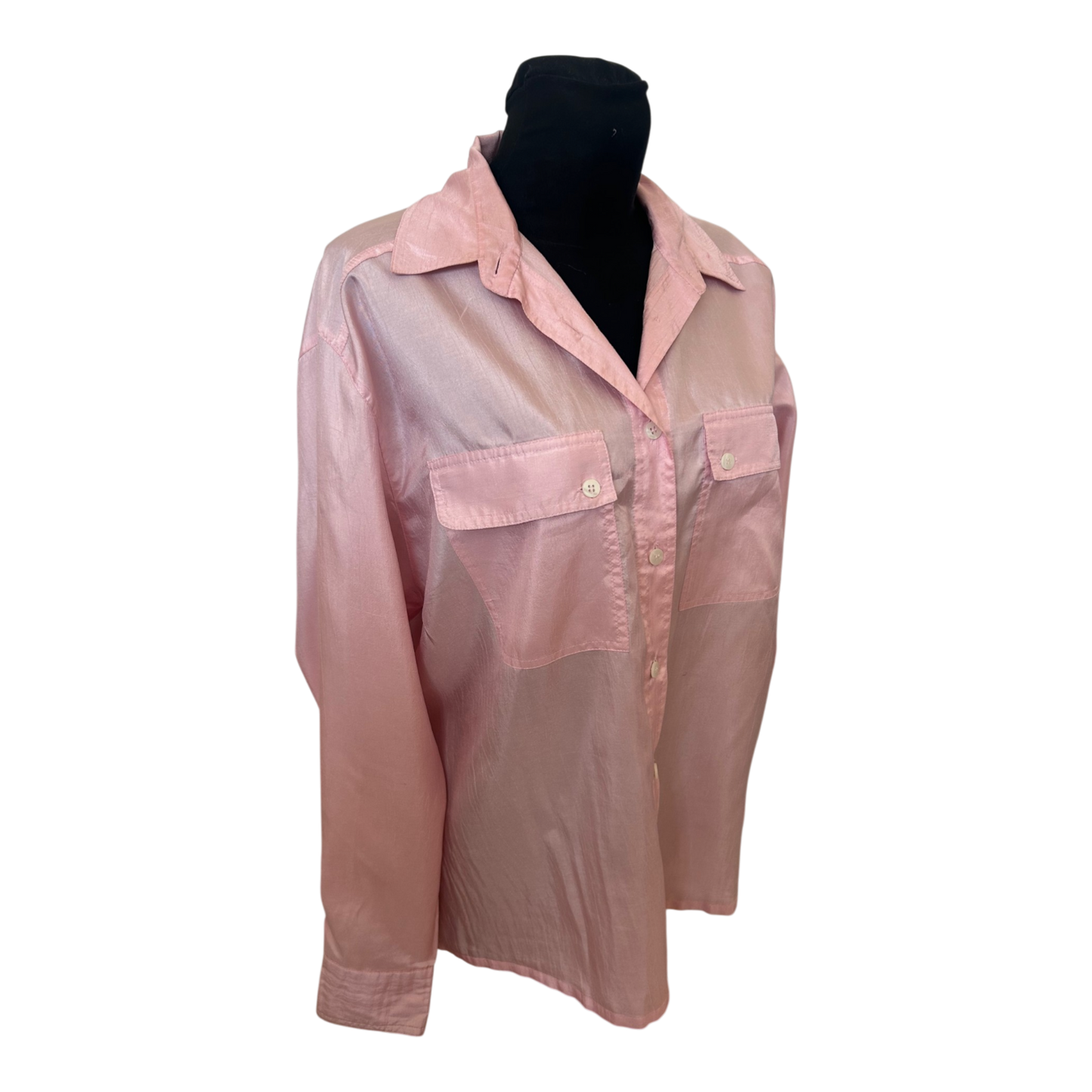Verse Bluse Damen Gr 42 Rosa Seidenoptik Elegant Vintage Langarm