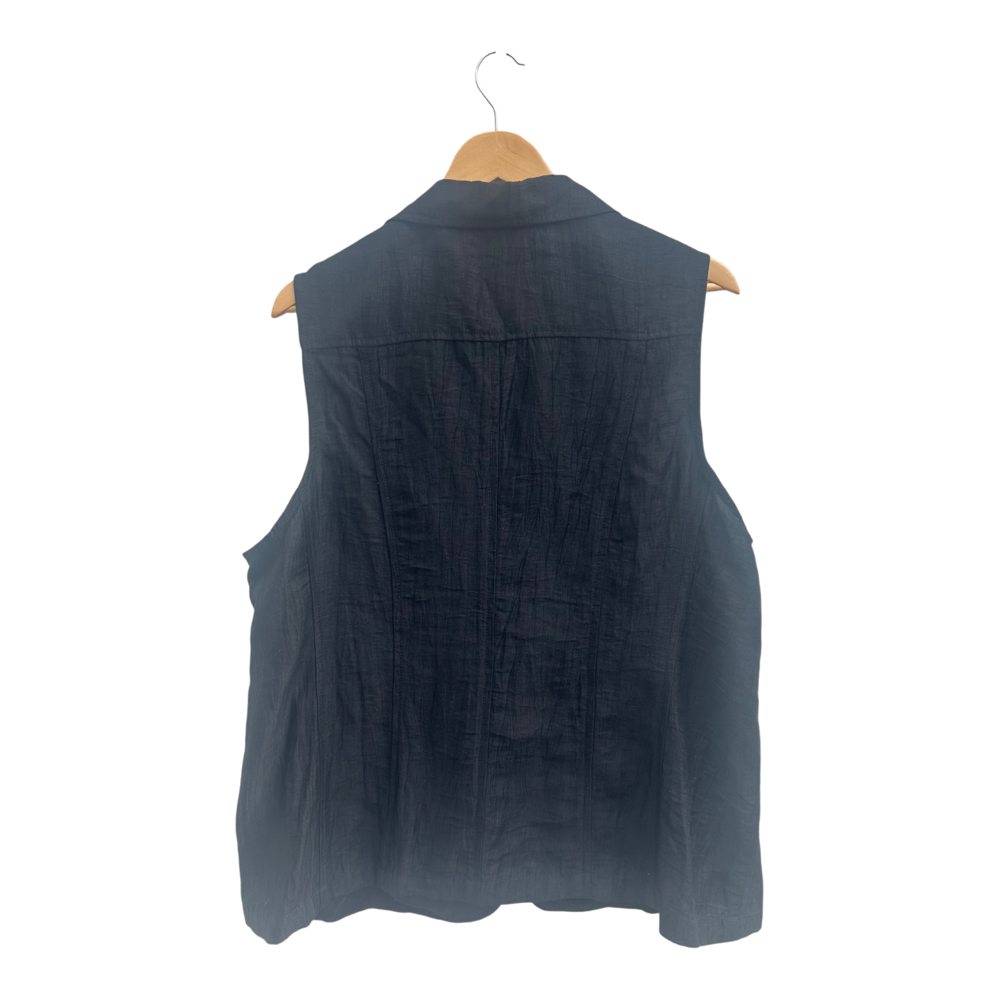 Adagio Weste Damen Gr 48 Schwarz Leinen Viskose Sommer Elegant Knöpfe