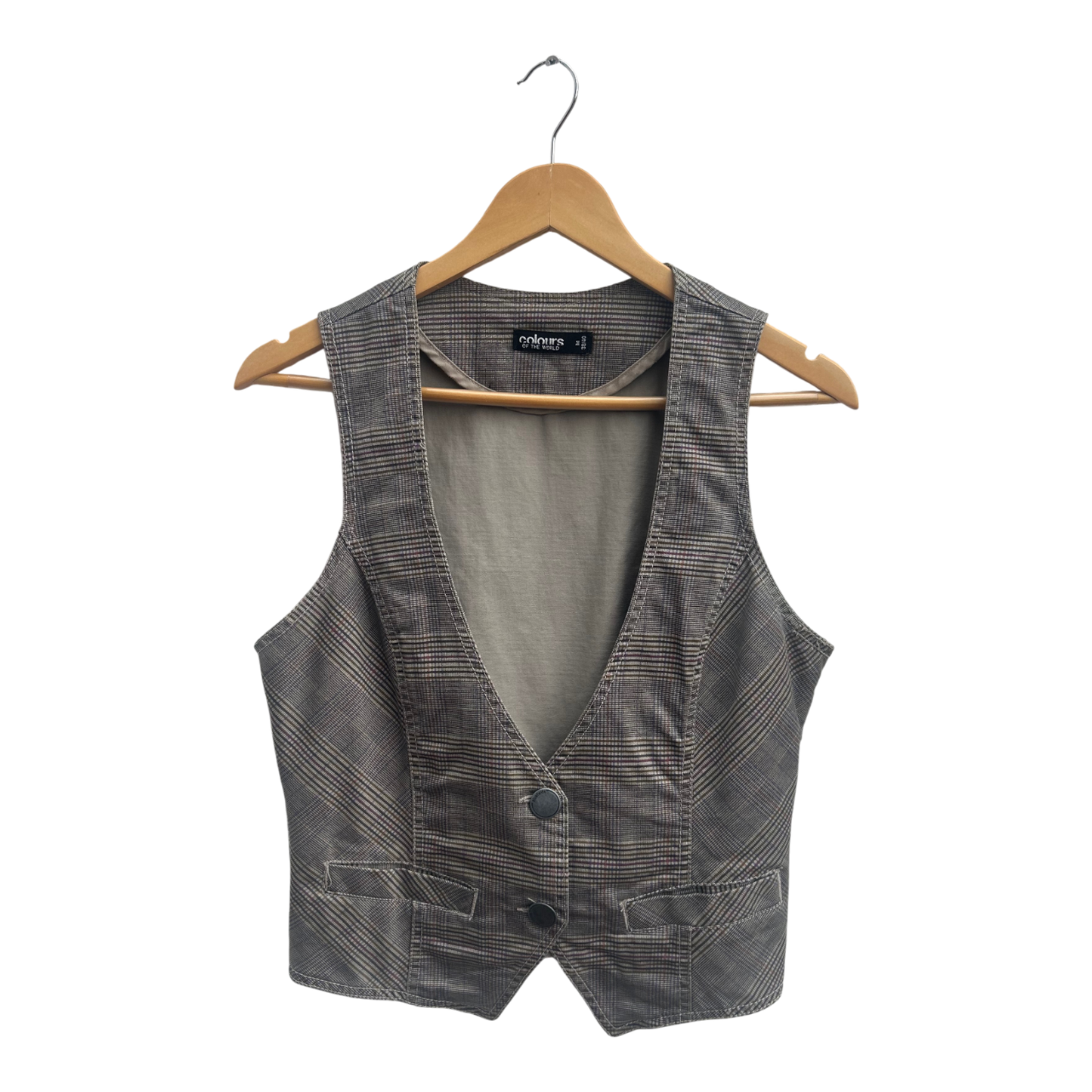 Colours of the World Weste Damen Gr M Braun Kariert Baumwolle Elegant Kurz