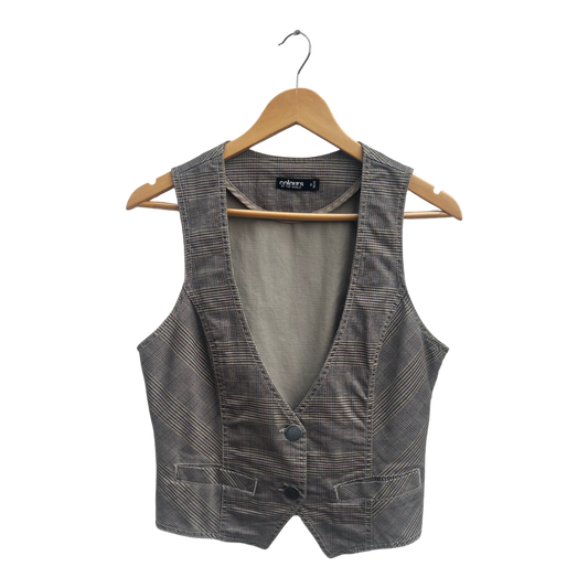 Colours of the World Weste Damen Gr M Braun Kariert Baumwolle Elegant Kurz