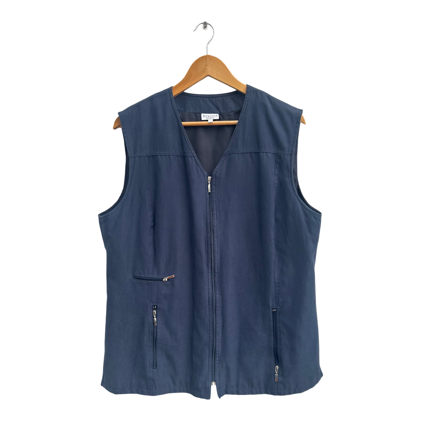 Bexleys Woman Weste Damen Gr 44 Dunkelblau Leicht Reißverschluss Taschen
