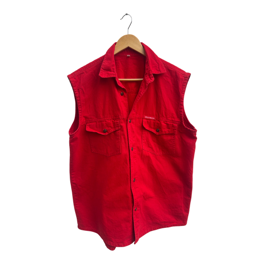 Wanmar Weste Damen Gr L Rot Baumwolle Freizeit Ärmellos Western Stil
